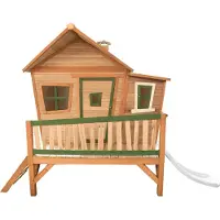 Axi Emma Maison Enfant Avec Toboggan Blanc | Aire De Jeux Pour L'Extérieur En Marron & Vert | Maisonnette / Cabane De Jeu En Bois