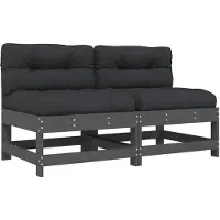 vidaXL Canapé central avec coussins 2 pcs. Gris Pin massif