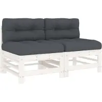 vidaXL Canapé central avec coussins 2 pcs. Blanc Pin massif