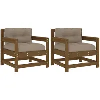 vidaXL Chaises de jardin avec coussins 2 pcs. Marron miel pin massif