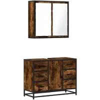 vidaXL Ensemble de meubles de salle de bain 2 pièces chêne fumé bois composite