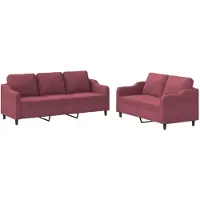 vidaXL Ensemble de canapés 2 pièces avec coussins vin rouge Tissu