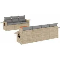 vidaXL Ensemble de jardin canapé 8 pièces avec coussins Beige Poly Rattan