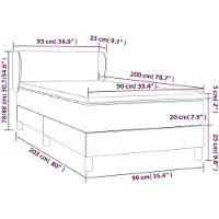 vidaXL Lit boxspring avec matelas noir 90x200 cm Tissu