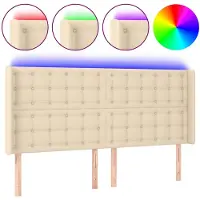 vidaXL Tête de lit LED Crème 183x16x118/128 cm Tissu
