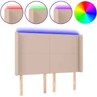 vidaXL Tête de lit LED cappuccino brun 147x16x118/128cm similicuir