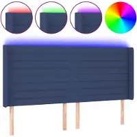 vidaXL Tête de lit LED bleue 203x16x118/128 cm Tissu