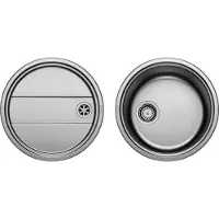 BLANCO Evier rond, Blancorondoset 46 x 39 cm, avec égouttoir, inox avec finition brossée