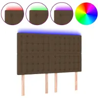 vidaXL Tête de lit LED brun foncé 144x5x118/128 cm Tissu