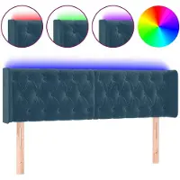 vidaXL Tête de lit LED bleu foncé 163x16x78/88 cm velours