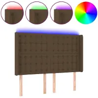 vidaXL Tête de lit LED brun foncé 147x16x118/128 cm Tissu