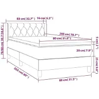 vidaXL Lit boxspring avec matelas Crème 80x200 cm Tissu