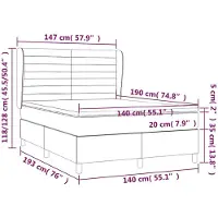 vidaXL Lit boxspring avec matelas brun foncé 140x190 cm Tissu