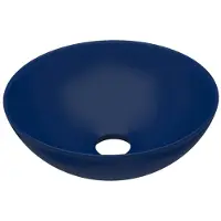 vidaXL Lavabo en céramique bleu foncé rond