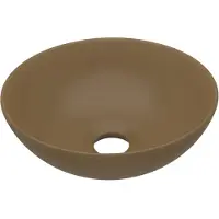 vidaXL Lavabo en céramique crème mat ronde
