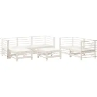 vidaXL 7-tlg. Set de salon de jardin Weiß Massivholz Kiefer