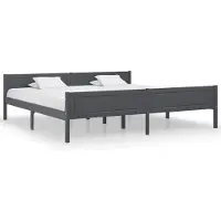 vidaXL Lit en bois massif pin gris 200x200 cm