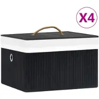 vidaXL Boîtes de rangement en bambou 4 pcs. noir