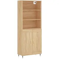 vidaXL Highboard chêne Sonoma 69,5x34x180 cm Matériau dérivé du bois