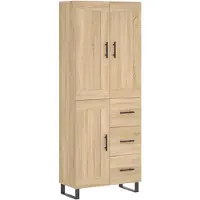 vidaXL Highboard chêne Sonoma 69,5x34x180 cm Matériau dérivé du bois