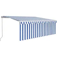 vidaXL Store manuel rétractable avec enrouleur 4x3 m bleu & blanc