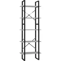 vidaXL Bibliothèque à 5 niveaux Gris béton 60x30x175cm Bois ingénierie