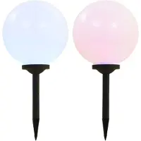 vidaXL Lampes solaires d'extérieur 2 LED sphériques 30 cm RGB