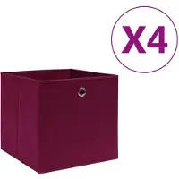 vidaXL Boîtes de rangement 4 pcs. Non tissé 28x28x28 cm rouge foncé