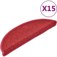 vidaXL Tapis d'escalier 15 pcs Rouge bordeaux 56 x 17 x 3 cm