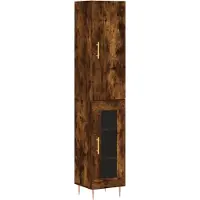 vidaXL Highboard chêne fumé 34,5x34x180 cm bois composite