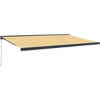 vidaXL Extension d'auvent 5x3 m tissu et aluminium jaune et blanc