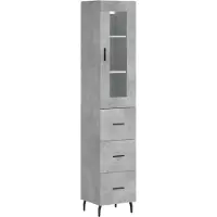 vidaXL Highboard gris béton 34,5x34x180 cm Bois composite