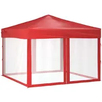 vidaXL Tente de réception pliable avec parois latérales rouge 3x3 m