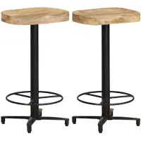 vidaXL Tabouret de bar 2 pcs. 66 cm Bois massif de manguier