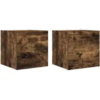vidaXL Armoires TV murales 2 pcs. Chêne fumé 30,5x30x30 cm