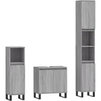 vidaXL Ensemble de meubles de salle de bain 3 pièces Gris Sonoma Bois composite