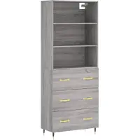 vidaXL Highboard Gris Sonoma 69,5x34x180 cm Matériau dérivé du bois
