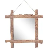 vidaXL Miroir à bûches Naturel 70x70 cm bois de teck recyclé