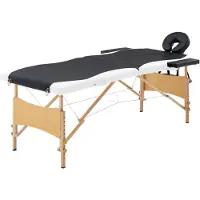 vidaXL Table de massage pliable 2 zones Bois Noir et blanc