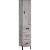 vidaXL Highboard Gris Sonoma 34,5x34x180 cm Matériau dérivé du bois