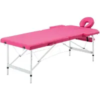vidaXL Table de massage pliable 2 zones Aluminium Rose