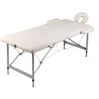 vidaXL Table de massage pliante 2 zones avec châssis en aluminium blanc crème
