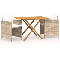 vidaXL Ensemble de jardin 3 pièces avec coussins Beige