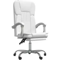 vidaXL Chaise de bureau avec fonction chaise longue blanc similicuir