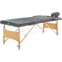 vidaXL Table de massage avec 3 zones Cadre en bois Anthracite 186x68cm