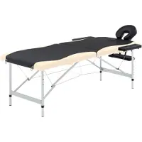 vidaXL Table de massage pliable 2 zones Aluminium Noir et beige