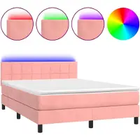 vidaXL Sommier tapissier avec matelas et LED Rose 140x190 cm Velours