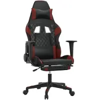 vidaXL Chaise de jeu avec repose-pieds noir et bordeaux similicuir