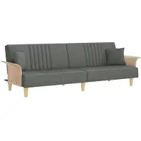 vidaXL Canapé-lit avec accoudoirs gris foncé tissu