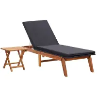 Natur24 vidaXL Bain de soleil avec table Poly rotin et bois massif Acacia